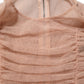 Dolce & Gabbana Beige Cotton Mesh Ruched Sheath Midi Dress