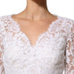 Dolce & Gabbana White Cotton Floral Lace Long Gown Dress