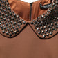 Dolce & Gabbana Brown Wool Rhinestone Embellished Midi Dress