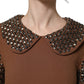 Dolce & Gabbana Brown Wool Rhinestone Embellished Midi Dress