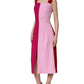 Dolce & Gabbana Two Tone Pink Wool Sleeveless Midi Dress