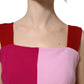 Dolce & Gabbana Two Tone Pink Wool Sleeveless Midi Dress