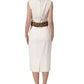 Dolce & Gabbana White Leopard Sleeveless Sheath Midi Dress
