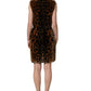Dolce & Gabbana Brown Leopard Sleeveless Sheath Mini Dress