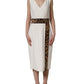 Dolce & Gabbana White Leopard Sleeveless Sheath Midi Dress