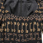 Dolce & Gabbana Black Key Print Long Sleeves Sheath Midi Dress