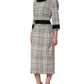 Dolce & Gabbana Multicolor Bouclé Tweed Frayed Trim Midi Dress