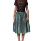 Dolce & Gabbana Multicolor Floral Lace Taffeta Pleated Midi Dress