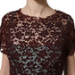 Dolce & Gabbana Multicolor Floral Lace Taffeta Pleated Midi Dress