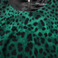 Dolce & Gabbana Green Leopard Print Silk Knee Length Dress