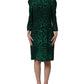 Dolce & Gabbana Green Leopard Print Silk Knee Length Dress