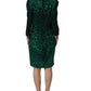 Dolce & Gabbana Green Leopard Print Silk Knee Length Dress