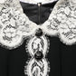 Dolce & Gabbana Black Lace Detailing Long Sleeves Midi Dress