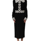 Dolce & Gabbana Black Lace Detailing Long Sleeves Midi Dress
