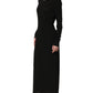 Dolce & Gabbana Black Cotton Long Sleeves Sheath Maxi Dress