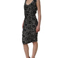 Dolce & Gabbana Black White Floral Lace Sleeveless Midi Dress