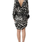 Dolce & Gabbana Black White Zebra Ruched Silk Mini Dress