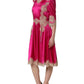 Dolce & Gabbana Fuchsia Pink Lace Detail A-line Midi Dress