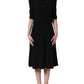 Dolce & Gabbana Black Viscose Short Sleeve A-line Midi Dress