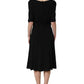Dolce & Gabbana Black Viscose Short Sleeve A-line Midi Dress