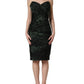 Dolce & Gabbana Green Leopard Print Bustier Draped Midi Dress