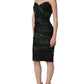 Dolce & Gabbana Green Leopard Print Bustier Draped Midi Dress