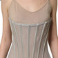 Dolce & Gabbana Gray Lace Corset Style Bodice Maxi Dress