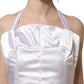 Dolce & Gabbana White Satin Halter Backless Long Gown Dress