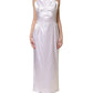 Dolce & Gabbana White Satin Halter Backless Long Gown Dress