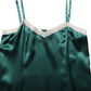 Dolce & Gabbana Green Satin Lace Trim Sleeveless Maxi Dress