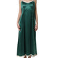 Dolce & Gabbana Green Satin Lace Trim Sleeveless Maxi Dress