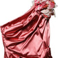 Dolce & Gabbana Pink Draped Midi Flower Appliques Dress