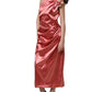 Dolce & Gabbana Pink Draped Midi Flower Appliques Dress