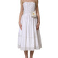 Dolce & Gabbana White Cotton Gabardine Bustier Midi Dress