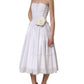 Dolce & Gabbana White Cotton Gabardine Bustier Midi Dress