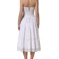 Dolce & Gabbana White Cotton Gabardine Bustier Midi Dress