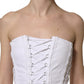 Dolce & Gabbana White Cotton Gabardine Bustier Midi Dress