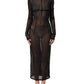 Dolce & Gabbana Black Long Sleeve Sheer Fitted Maxi Dress