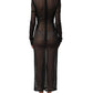 Dolce & Gabbana Black Long Sleeve Sheer Fitted Maxi Dress