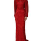 Dolce & Gabbana Red Embellished Mermaid Long Gown Dress