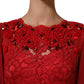 Dolce & Gabbana Red Embellished Mermaid Long Gown Dress