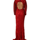 Dolce & Gabbana Red Embellished Mermaid Long Gown Dress