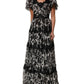 Dolce & Gabbana Black Silk Floral Lace Ricamo Ball Maxi Dress