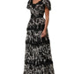 Dolce & Gabbana Black Silk Floral Lace Ricamo Ball Maxi Dress