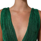 Dolce & Gabbana Emerald Green Plissé Evening Gown Dress