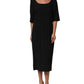 Dolce & Gabbana Black Viscose Cropped Sleeves Midi Dress