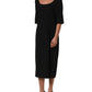 Dolce & Gabbana Black Viscose Cropped Sleeves Midi Dress