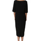 Dolce & Gabbana Black Viscose Cropped Sleeves Midi Dress