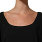 Dolce & Gabbana Black Viscose Cropped Sleeves Midi Dress