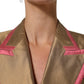 Dolce & Gabbana Gold Silk Double Breasted Coat Blazer Jacket